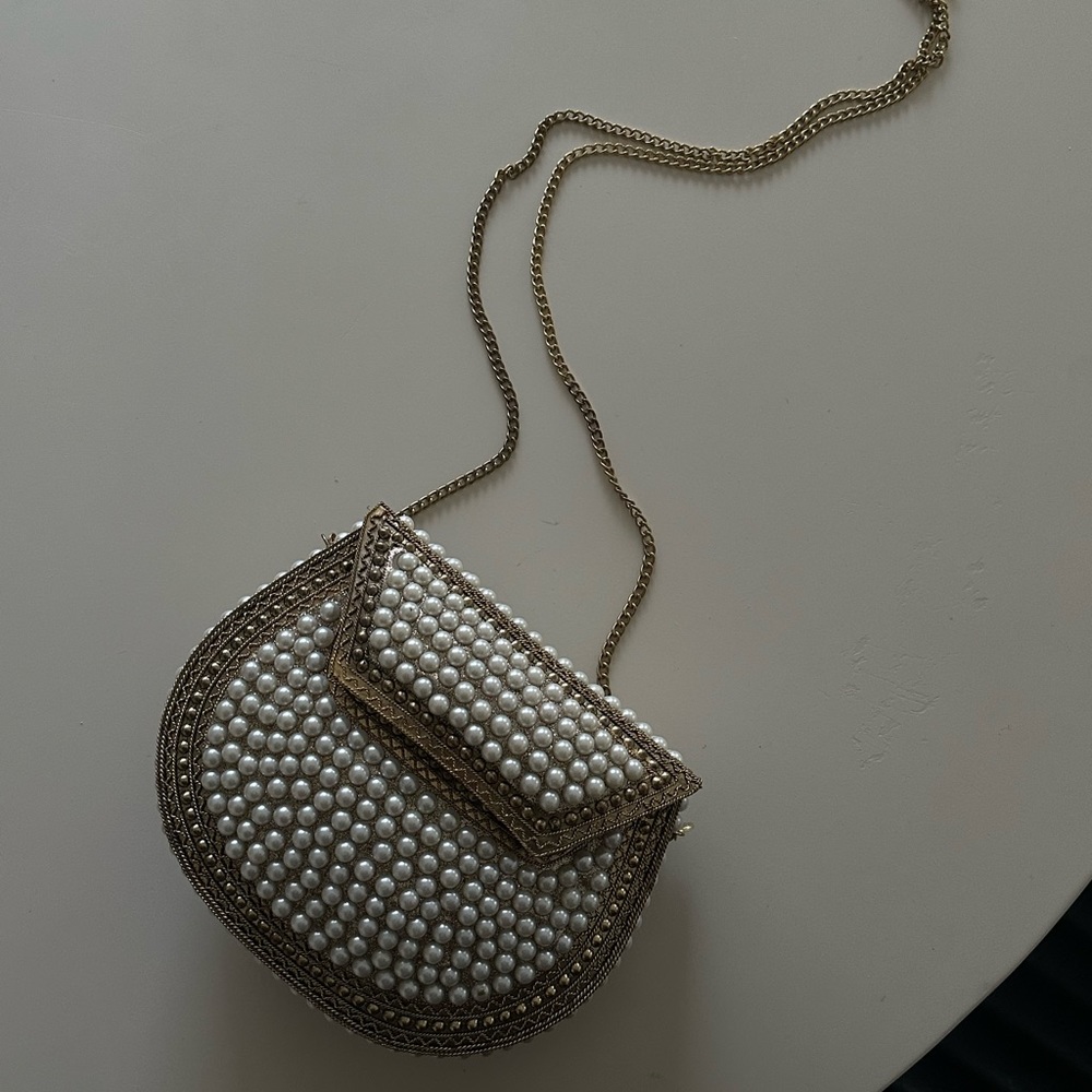 Handmade Pearl Crossbody Clutch